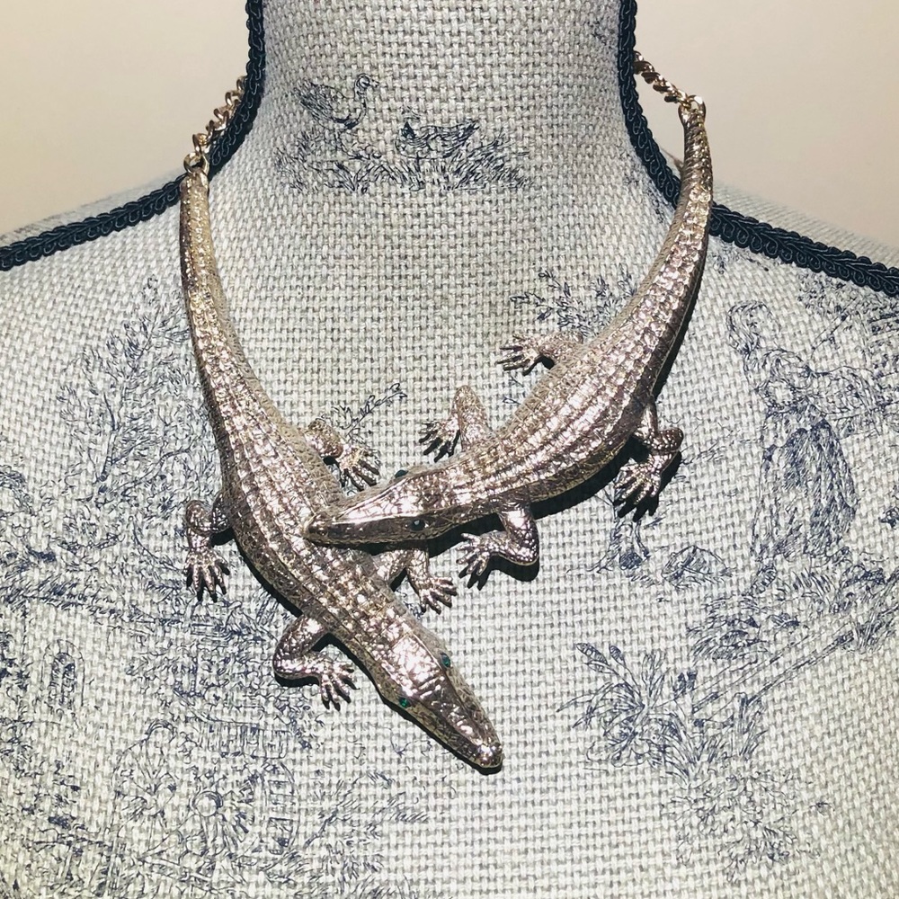 Gold Crocodile Statement Necklace